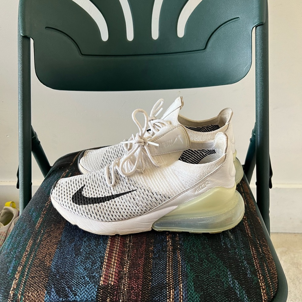 White and black Nike airmax270 flyknit